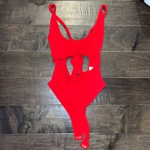 Red bodysuit with cutouts forever 21
